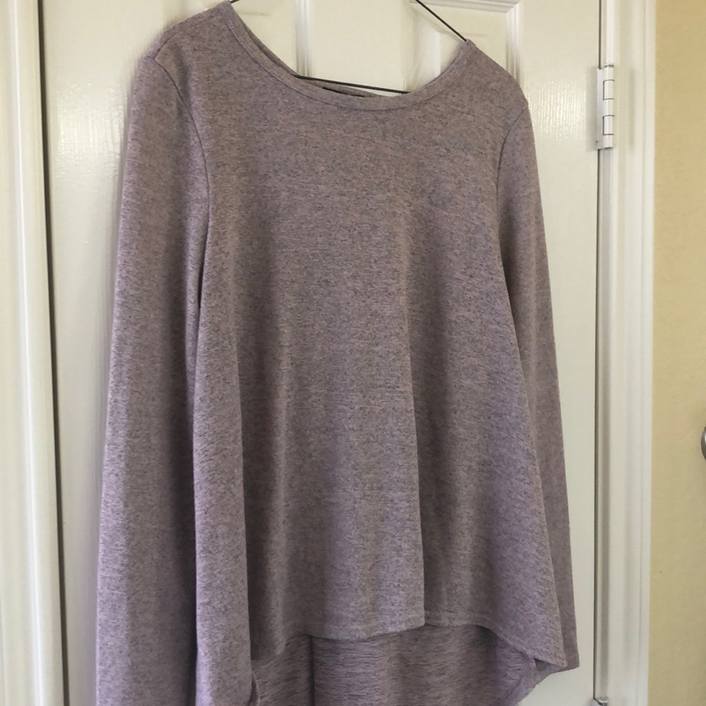Lovely pink/gray knit top - lace back design